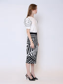 Contrast Zebra Print Back Slit Mini Knit Skirt SKIRT Gracia Fashion 