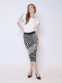 Contrast Zebra Print Back Slit Mini Knit Skirt SKIRT Gracia Fashion 