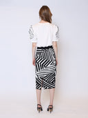 Contrast Zebra Print Back Slit Mini Knit Skirt SKIRT Gracia Fashion 