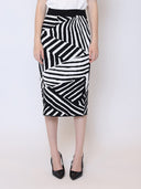 Contrast Zebra Print Back Slit Mini Knit Skirt SKIRT Gracia Fashion WHITE/BLACK S 