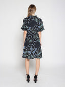 Cotton Printed Puffed Sleeve Belt Dress DRESS Gracia Fashion 