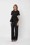 Crew Neck Bow Detail Solid Top TOP Gracia Fashion 