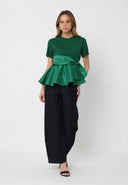 Crew Neck Bow Detail Solid Top TOP Gracia Fashion 