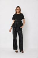 Crew Neck Bow Detail Solid Top TOP Gracia Fashion 