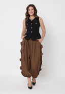 Crew Neck Front Pockets Vest VEST Gracia Fashion 