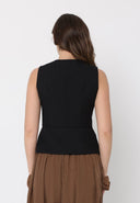 Crew Neck Front Pockets Vest VEST Gracia Fashion 