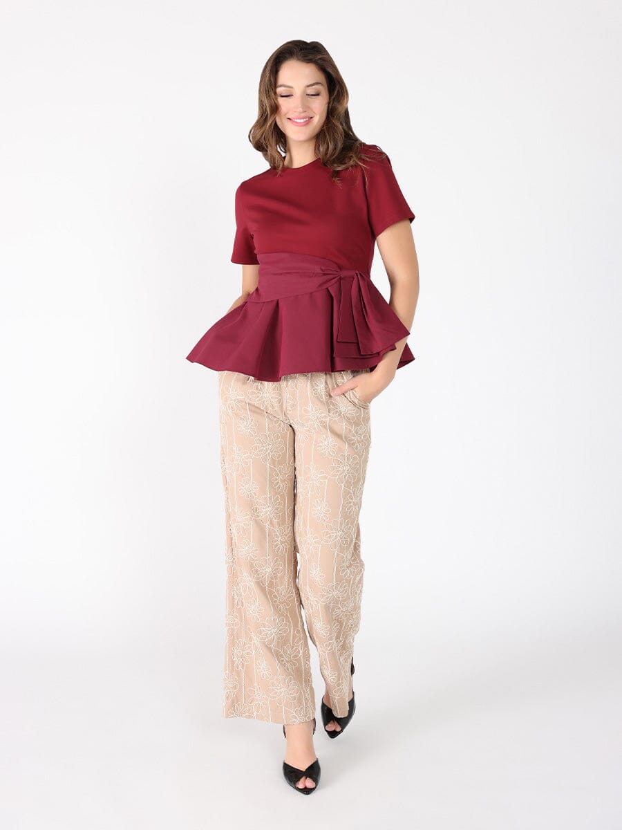 Crew Neck Oversized Bow Top TOP Gracia Fashion 