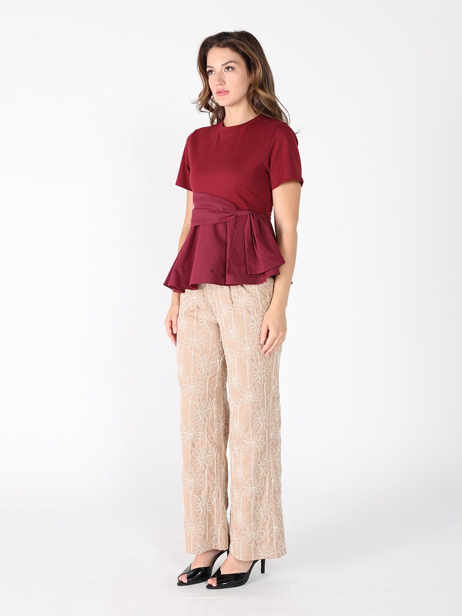 Crew Neck Oversized Bow Top TOP Gracia Fashion 