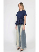 Crew Neck Oversized Bow Top TOP Gracia Fashion 