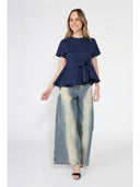 Crew Neck Oversized Bow Top TOP Gracia Fashion 