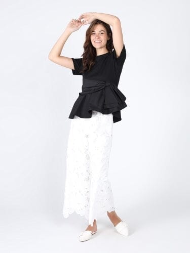 Crew Neck Oversized Bow Top TOP Gracia Fashion 