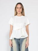 Crew Neck Oversized Bow Top TOP Gracia Fashion WHITE S 