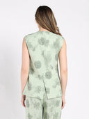 Crew neck printed vest with front button TOP Gracia Fashion 