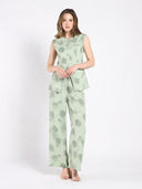 Crew neck printed vest with front button TOP Gracia Fashion 