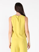 Crew Neck Sleeveless Side Button Design Top TOP Gracia Fashion 