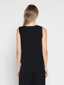 Crew Neck Sleeveless Side Button Design Top TOP Gracia Fashion 