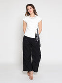 Crew neck stone work side tie sleeveless top TOP Gracia Fashion 