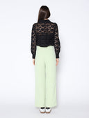 Criss-Cross Flower Pattern Sheer Big Collor Blouse TOP Gracia Fashion 