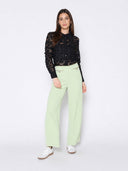 Criss-Cross Flower Pattern Sheer Big Collor Blouse TOP Gracia Fashion 