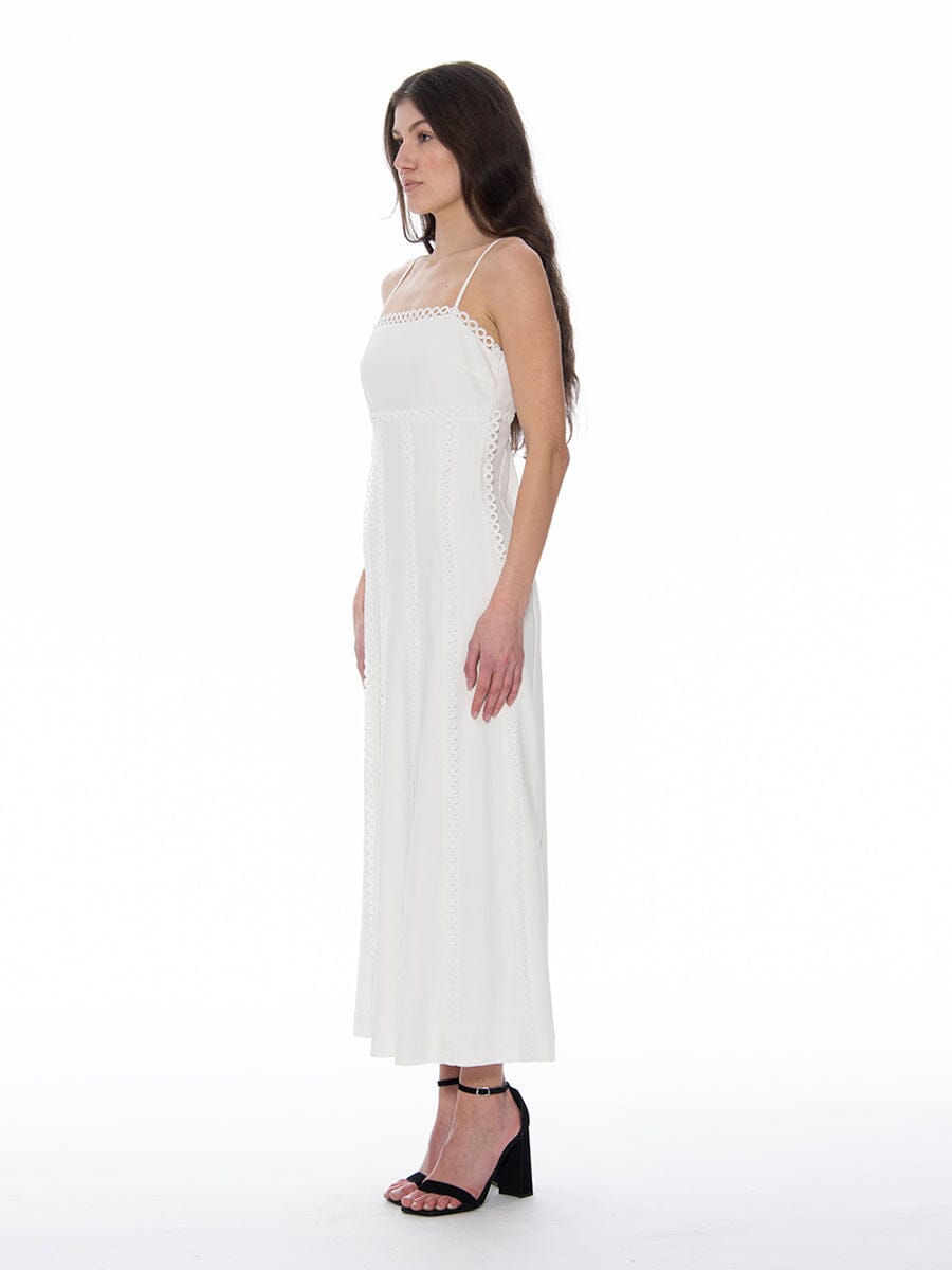 Crochet Trim Solid Maxi Cami Dress DRESS Gracia Fashion 