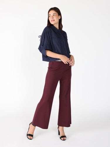 Crop dolman sleeve denim shirt TOP Gracia Fashion NAVY S 