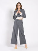 Cropped Blazer with Lace Hem JACKET Gracia Fashion 