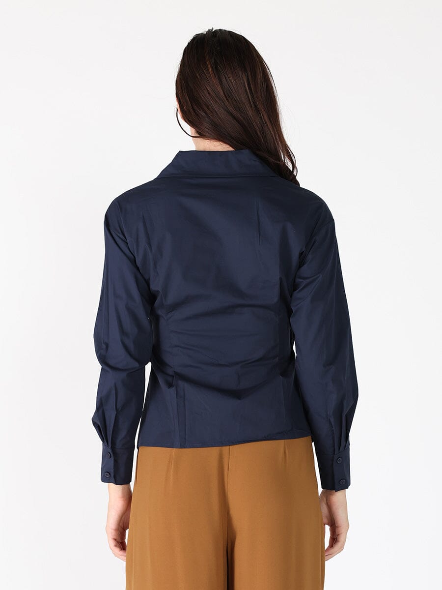 Cross Body Belt Design Side Gathered Top TOP Gracia Fashion 