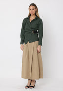 Cross Body Belt Design Side Gathered Top TOP Gracia Fashion 