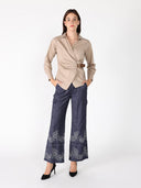 Cross Body Belt Design Side Gathered Top TOP Gracia Fashion 