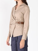 Cross Body Belt Design Side Gathered Top TOP Gracia Fashion 
