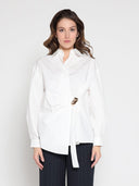 Cross body long sleeve solid top TOP Gracia Fashion WHITE S 