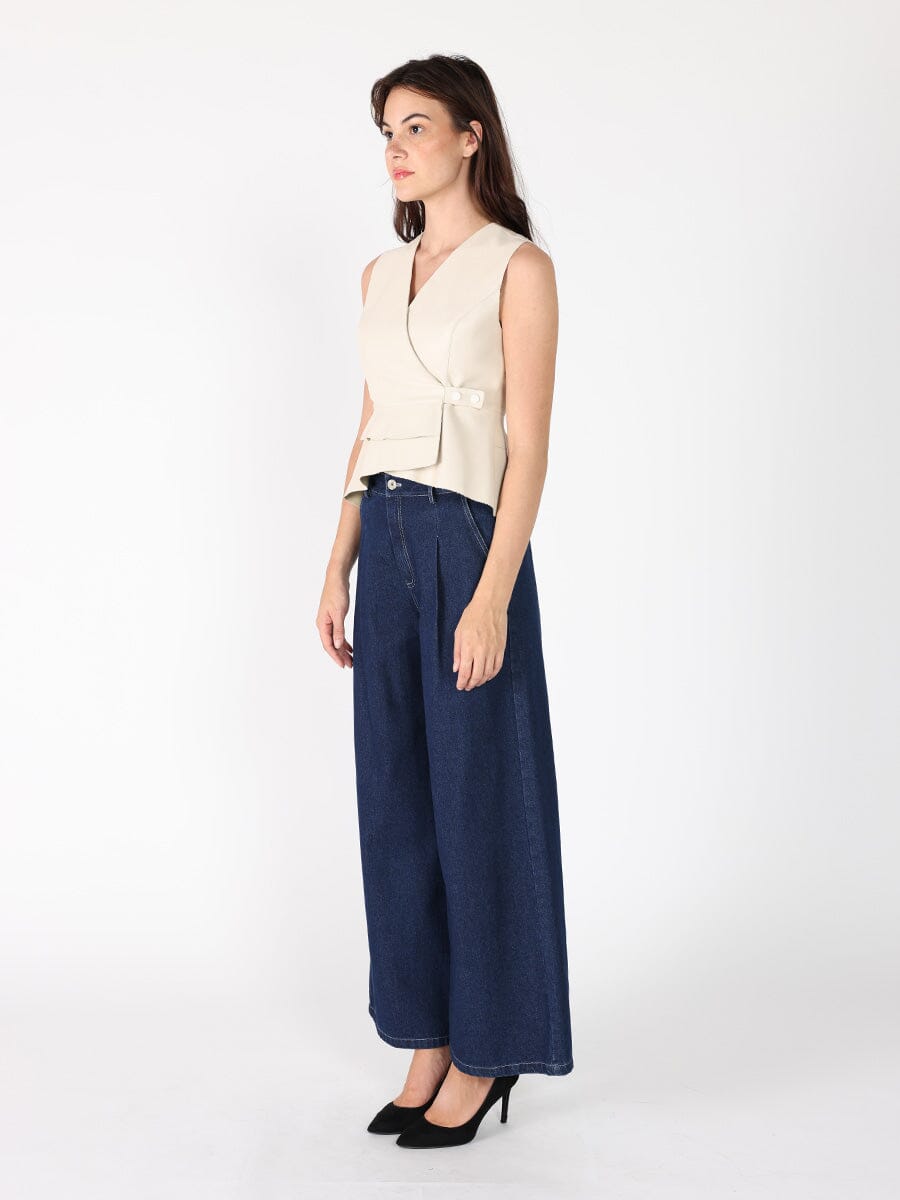 Cross Open Body V-neck Sleeveless Vest TOP Gracia Fashion 