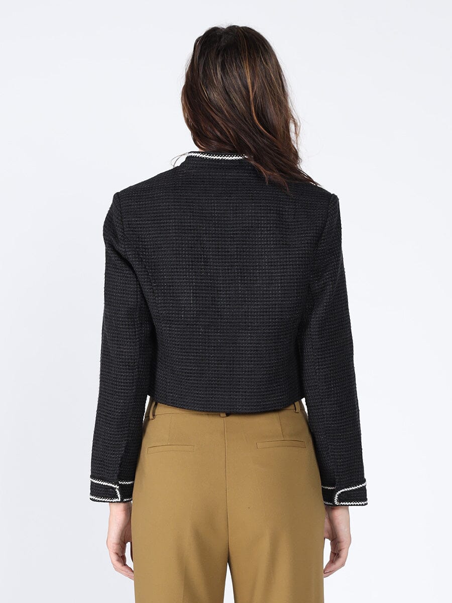 Crystal Embellished Cropped High Neck Jacket JACKET Gracia Fashion 