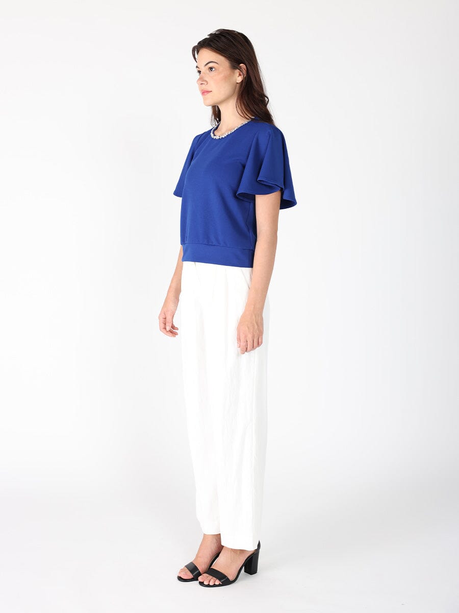 Crystal Embroidered Crewneck Top TOP Gracia Fashion 