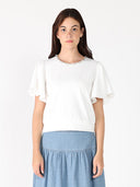 Crystal Embroidered Crewneck Top TOP Gracia Fashion WHITE S 