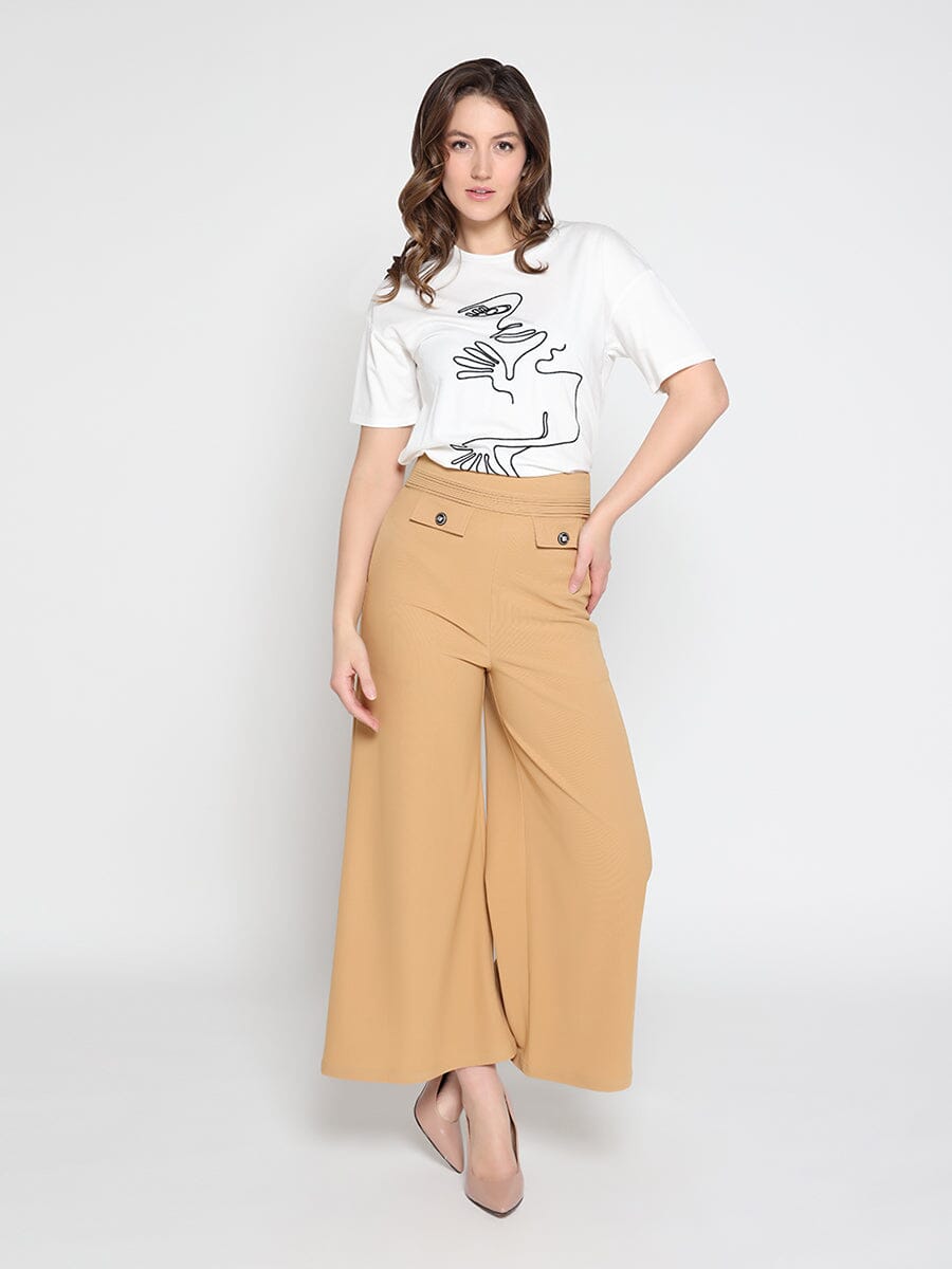 Cubist Painting Detail Low Shoulder Line Top TOP Gracia Fashion 