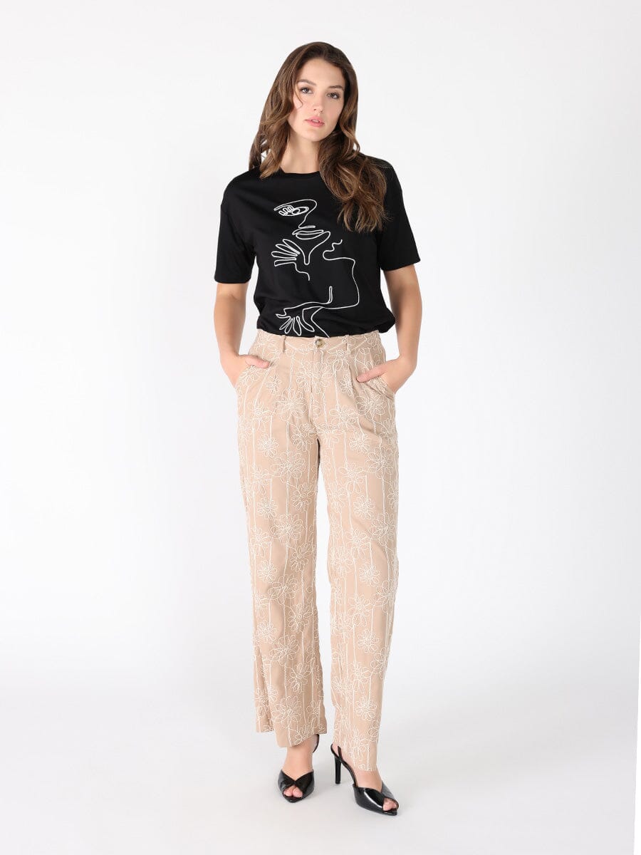 Cubist Painting Detail Low Shoulder Line Top TOP Gracia Fashion 