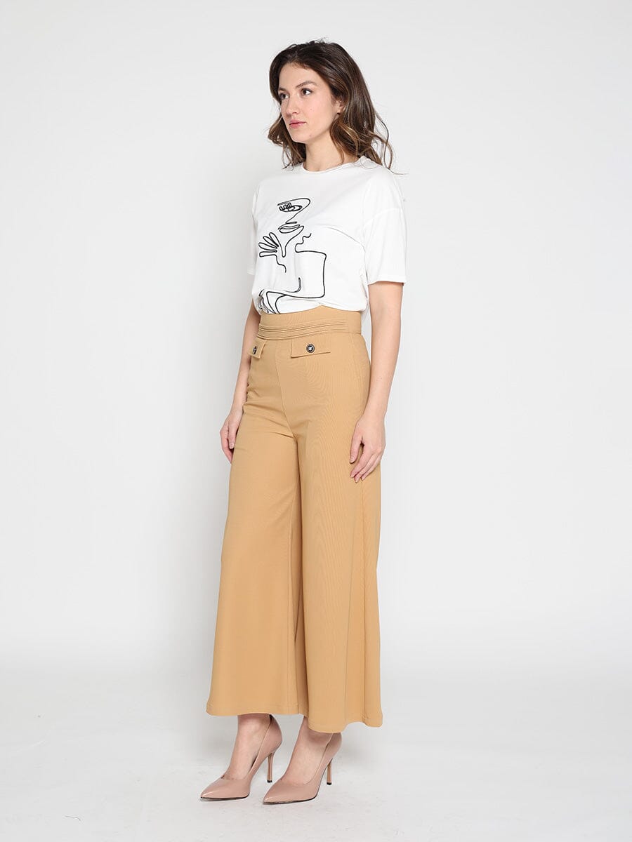 Cubist Painting Detail Low Shoulder Line Top TOP Gracia Fashion 