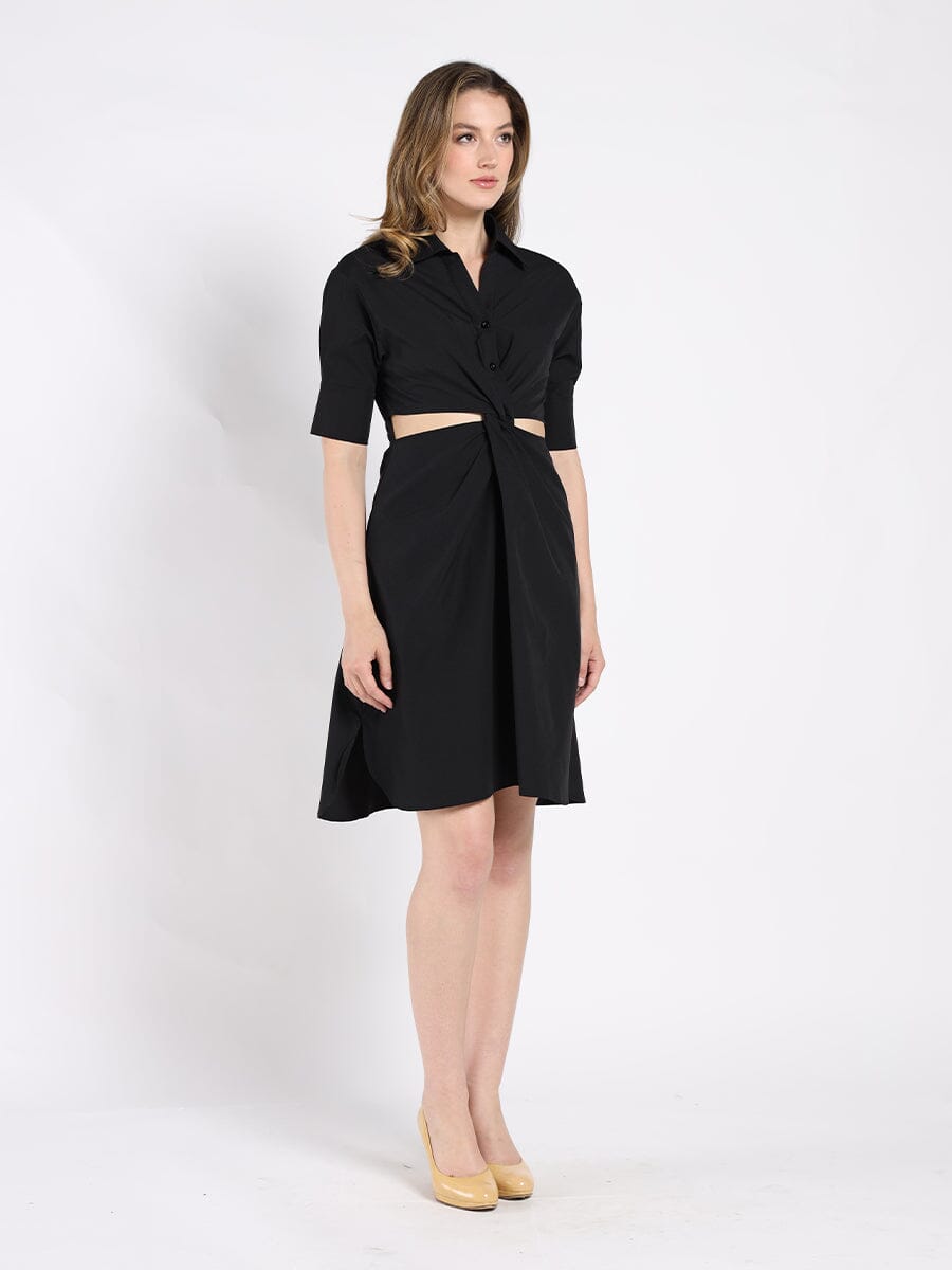 Cut Out Button Down Twist Knot Dress DRESS Gracia Fashion 