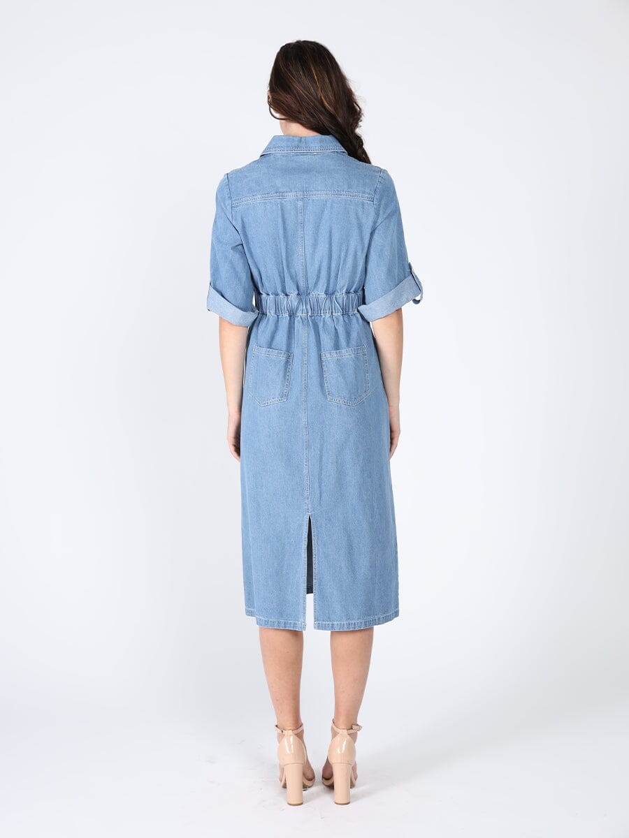 Denim collar v-neck dress DRESS Gracia Fashion 