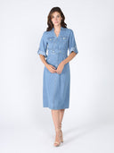 Denim collar v-neck dress DRESS Gracia Fashion 