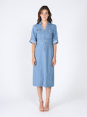 Denim collar v-neck dress DRESS Gracia Fashion LIGHT DENIM S 