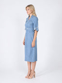 Denim Collar V-Veck Dress DRESS Gracia Fashion 