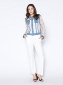 Denim Jacket with See-Through Lace Contrast JACKET Gracia Fashion 