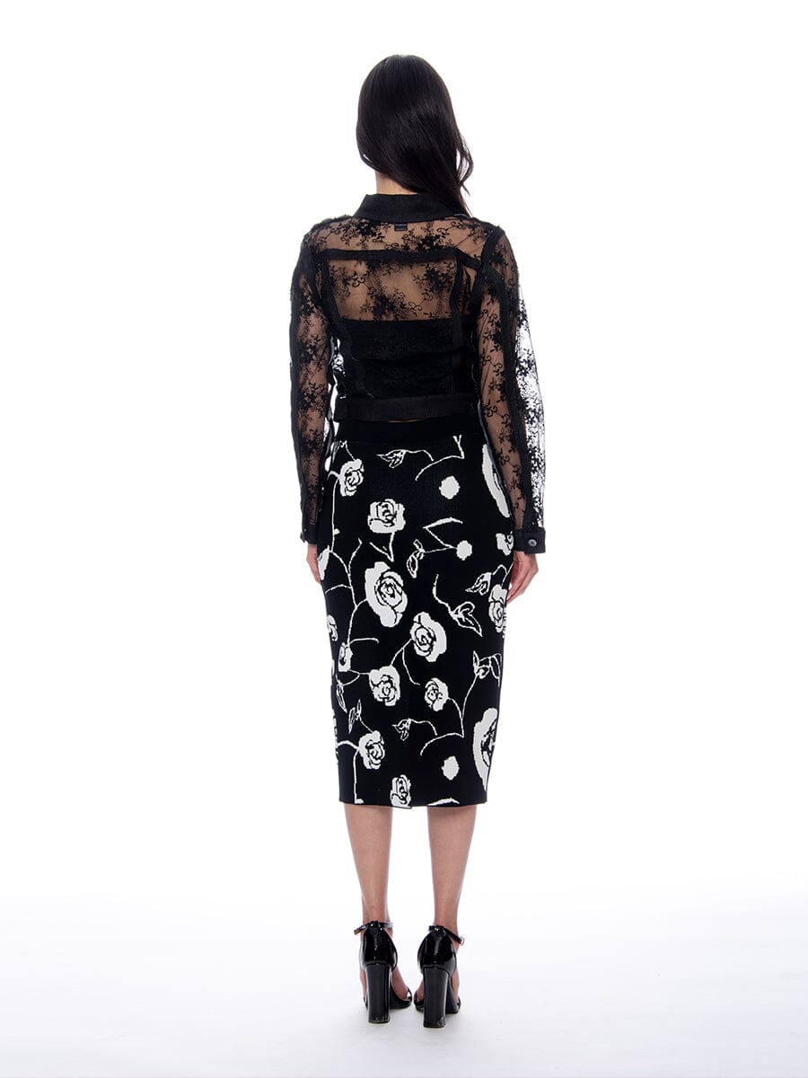 Denim Jacket with See-Through Lace Contrast JACKET Gracia Fashion 