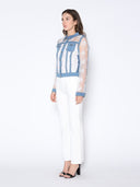 Denim Jacket with See-Through Lace Contrast JACKET Gracia Fashion 