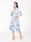 Dolman Sleeve Pleated Waist Printed Dress DRESS Gracia Fashion 