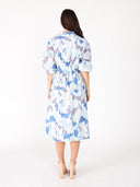 Dolman Sleeve Pleated Waist Printed Dress DRESS Gracia Fashion 