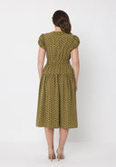 Dot Print Front Pocket with Belt Dress DRESS Gracia Fashion 