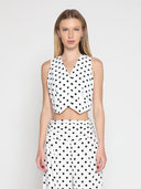 Dot print jacket type top TOP Gracia Fashion WHITE/BLACK S 